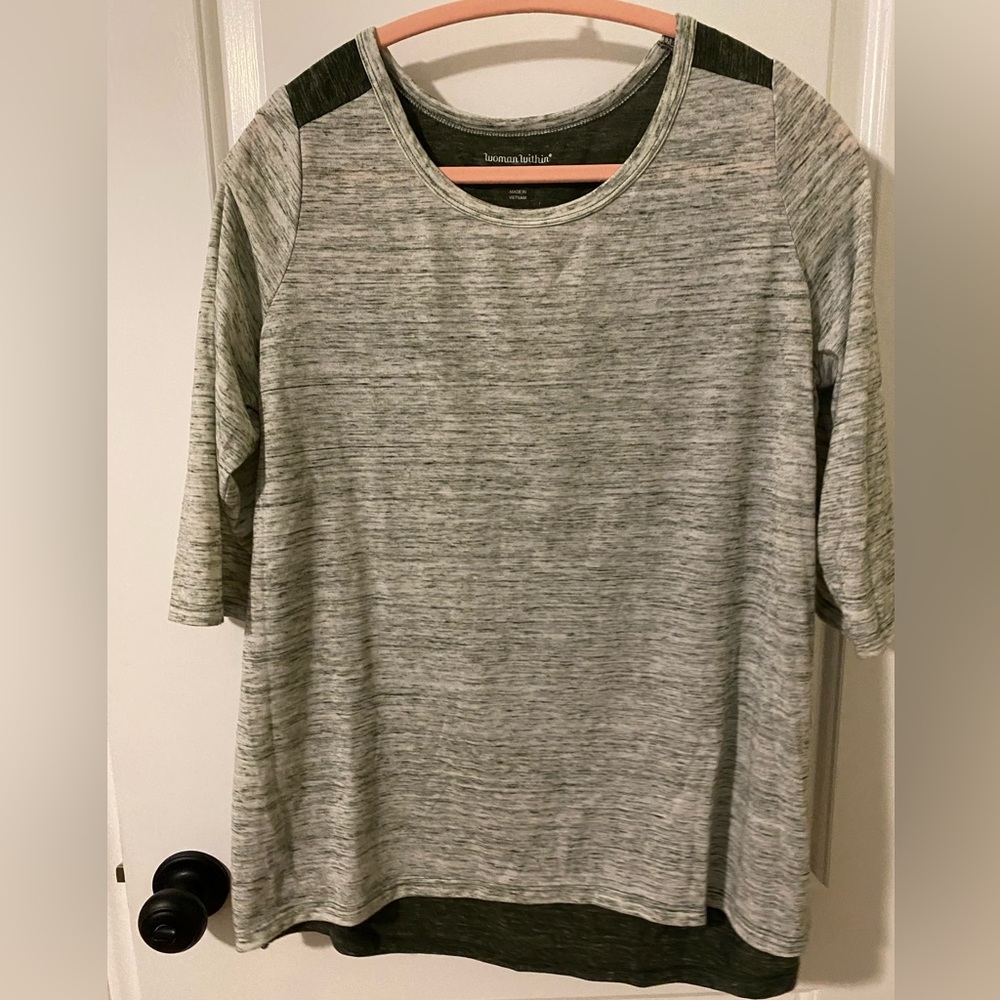 Two Tone Quarter Sleeve Top Plus Size 14/16 M by Women Within